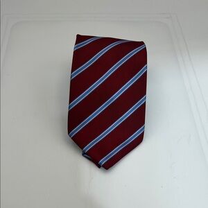Ermenegildo Zegna red and blue striped tie made in Italy 100% silk